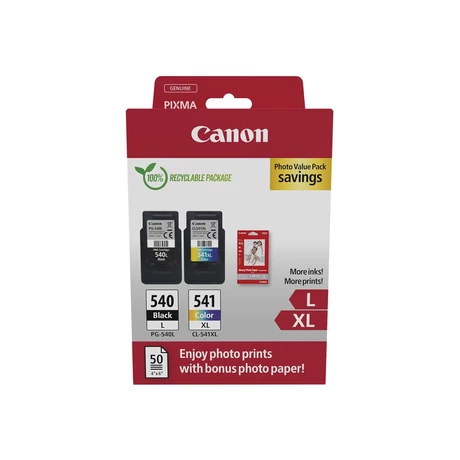 Canon PG-540L BK / CL-541XL CMY (11ml BK+15ml CMY) eredeti 2db-os tintapatron csomag Fotópapír