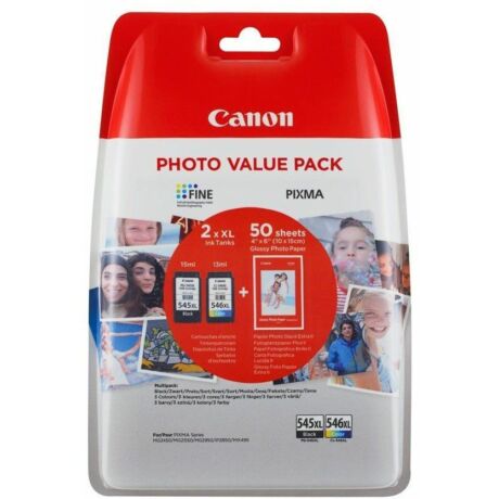 Canon PG-545XL BK / CL-546XL CMY eredeti 2db-os tintapatron csomag + Fotópapír