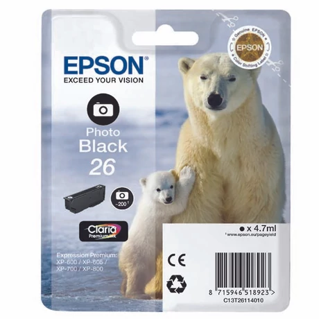 Epson 26PBK (T2611) eredeti tintapatron