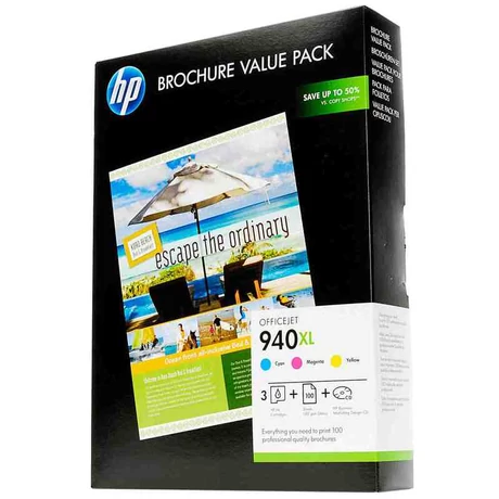 HP 940XL CMY(CG898AE) eredeti patroncsomag + 100db A4/180g fényes fotópapír
