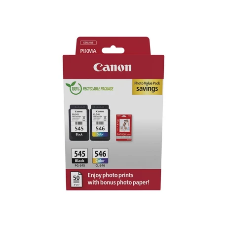 Canon PG-545/CL-546 (8ml BK+9ml CMY) eredeti 2db-os tintapatron multipack+Fotópapír