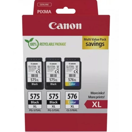 	Canon PG-575XL+PG-575XL/CL-576XL (2x15ml BK+13ml CMY) eredeti 3db-os tintapatron multipack + Fotópapír