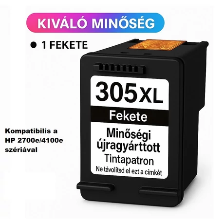 Utángyártott HP 305XL (3YM62AE) (BK) (18ml) tintapatron /Lepkés CN/ (HP 2700e/4100e szériákhoz)